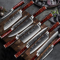 10-Piece Red Handle Damascus Knife Set