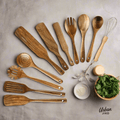 11-Piece Teak Wooden Utensil Set