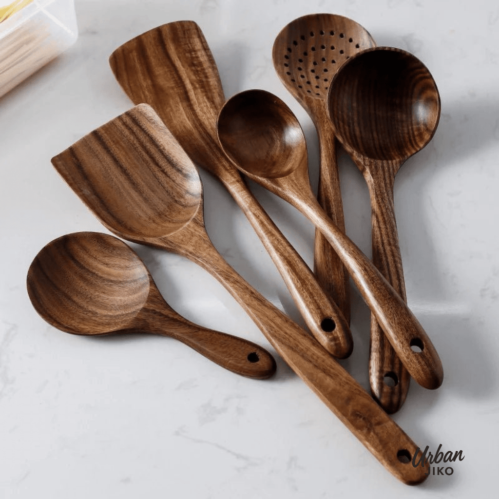 12-Piece Teak Wooden Utensil Set