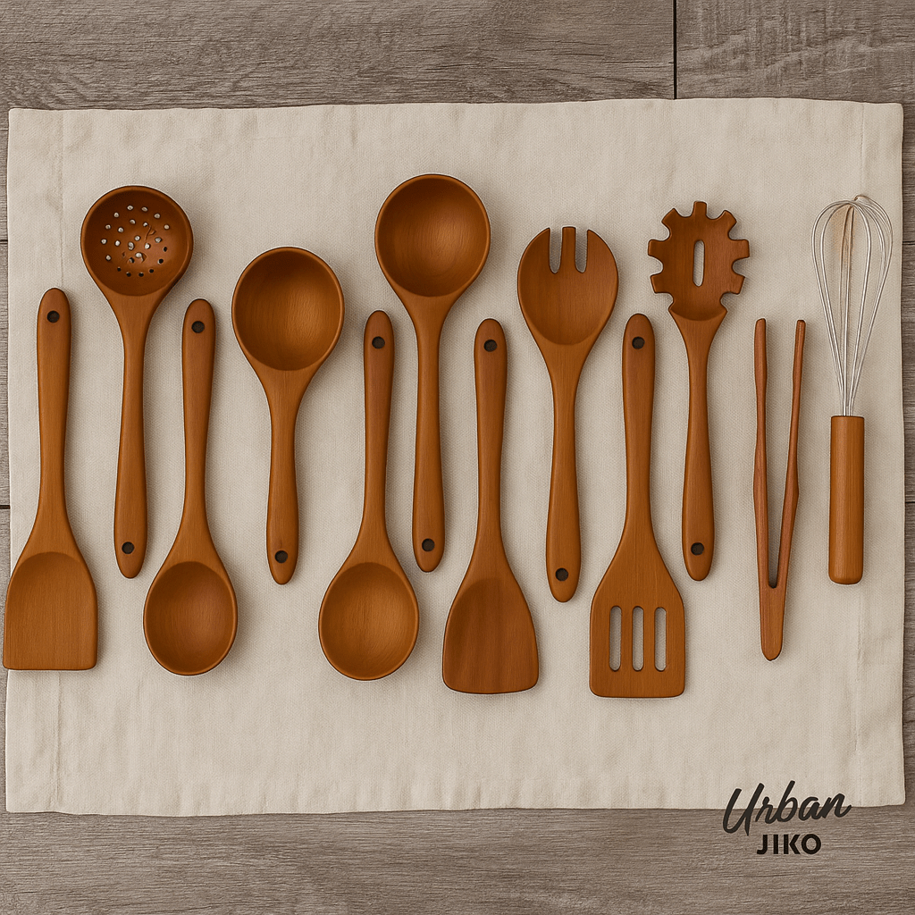 12-Piece Teak Wooden Utensil Set