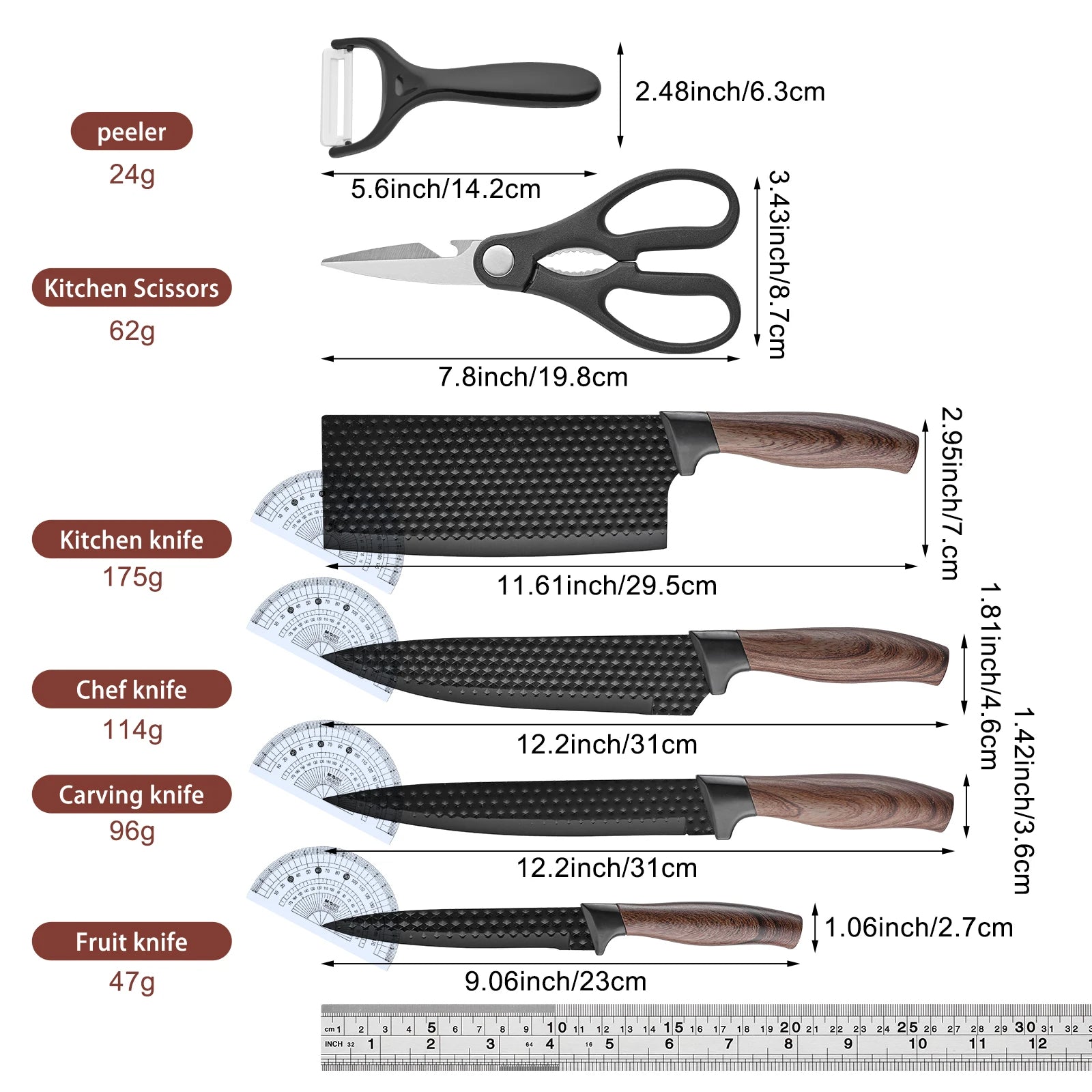 6-Piece German Steel Chef Knife Set
