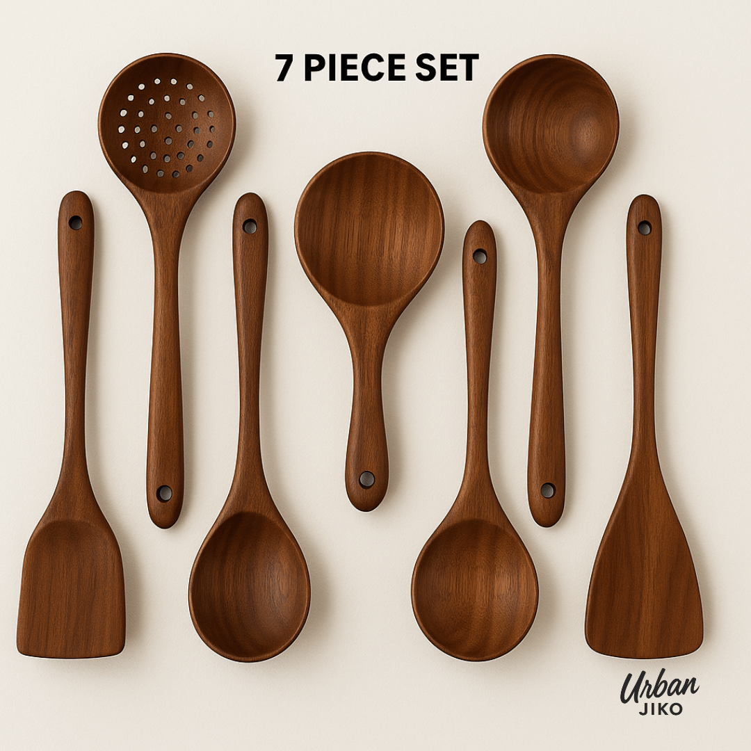 7-Piece Teak Wooden Utensil Set